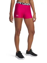 Calza corta deportiva Under Armour HeatGear Shorty color fucsia, con cintura elástica negra con logo de la marca.
