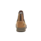 Bota Caterpillar Practitioner color marrón, de cuero, con elástico lateral, logo de la marca en el lateral y suela de goma.