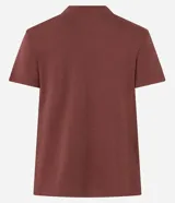 Blusa básica de manga corta y cuello redondo, color blanco hueso, confeccionada en algodón sostenible.