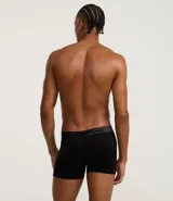 Calzoncillo bóxer de microfibra color gris oscuro, con cintura elástica que presenta el logo "Lupo" y detalles de rayas horizontales.