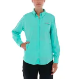 Camisa de manga larga Columbia Tamiami II LS Shirt color celeste, con tecnología Omni-Wick y Omni-Shade con protección solar UPF 40, aperturas de ventilación y tratamiento antimicrobiano.