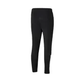 Pantalón deportivo negro de hombre, marca Puma, modelo Liga. Tiene el logo de la marca en blanco en la pierna izquierda y una franja blanca en la parte inferior de la pierna derecha.