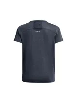 Remera deportiva Under Armour color lila, de corte clásico, manga corta y cuello redondo.
