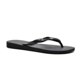 Ojotas Havaianas Top Lady color negro con textura en la plantilla y logo en las tiras.
