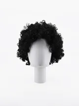 Peluca afro negra de pelo sintético rizado.
