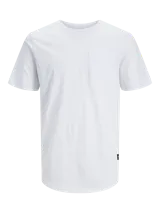 Camiseta blanca de manga corta y cuello redondo, con bolsillo en el pecho, corte recto y tejido de punto jersey suave. Confeccionada en algodón orgánico.