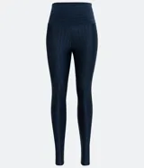 Calza legging deportiva negra con textura y brillo, de cintura alta.