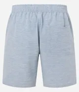 Bermuda masculina de sarga, color verde claro con estampado de rayas finas. Posee cintura elástica con cordón para ajuste y bolsillos.