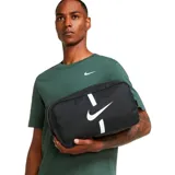 Botinera Nike unisex con estampado a rayas rosas y blancas, logo Nike negro y detalles en negro.