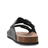 Sandalias de hombre negras con dos tiras anchas ajustables con hebilla, plantilla anatómica de corcho y suela de goma.