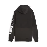 Buzo con capucha Puma ESS Elevated FZ Hoodie TR, color negro, con cierre frontal, bolsillos laterales y logo de la marca estampado en el pecho y en la manga.