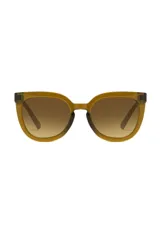 Lentes de sol con montura color marrón y lentes degradadas. Fabricados con materiales reciclados.