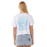 Remera corta blanca de algodón con logo de Rip Curl estampado en el pecho.