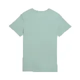 Remera color verde agua de corte cropped, con cuello redondo y logo Puma estampado en blanco en el pecho.