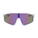 Lentes de sol unisex blancos con lentes espejadas violetas, polarizadas y con filtro UV 400.