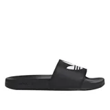 Sandalias Adidas Adilette Lite negras con logo blanco.