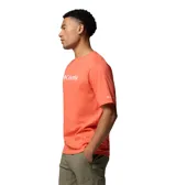 Remera de hombre Columbia, color naranja con logo de la marca estampado en blanco en el pecho.