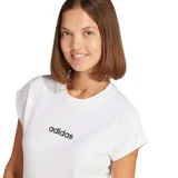 Remera Adidas Essentials Linear de mujer, color blanco con logo Adidas lineal en negro en el pecho. Corte clásico y cuello redondo.