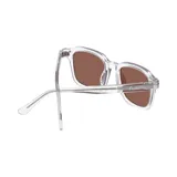 Lentes de sol con montura cuadrada transparente y lentes marrones.