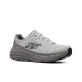 Championes de running Skechers Max Cushioning Endeavour, color gris, con cordones y capellada de malla con refuerzos sintéticos. Cuentan con plantilla Skechers Air-Cooled Goga Mat, espuma amortiguadora Skechers Soft Stride y amortiguación reactiva ULTRA LIGHT en la entresuela.