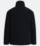 Campera puffer negra para hombre, con cuello alto, cierre frontal con botones a presión, bolsillos laterales y corte holgado. Fabricada en poliéster y poliamida.