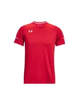 Remera deportiva Under Armour modelo M S Golazo 3.0, color rojo con logo blanco en el pecho y detalles en blanco en las mangas. Confeccionada en tejido ligero que se estira y absorbe el sudor.