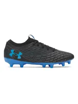Championes de fútbol Under Armour Magnetico Select 5 FG, color negro con detalles en azul.