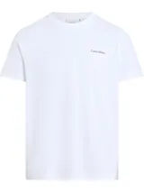Remera blanca de algodón con cuello redondo y logo de Calvin Klein bordado en el pecho.