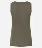 Musculosa verde oliva de punto texturizado, con breteles anchos y cuello redondo.