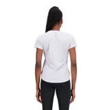 Remera de running de manga corta para mujer, confeccionada en poliéster ligero con tecnología NB DRYx para un secado rápido.
