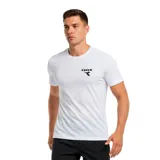 Remera blanca de hombre, marca Diadora, modelo T-Shirt Ss Ess. Sports Sl, de corte clásico y manga corta, con logo estampado en el pecho.