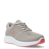 Championes acordonados color beige con suela blanca y detalles en color coral.