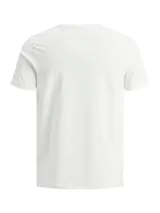 Camiseta blanca de manga corta y cuello redondo, corte slim fit.