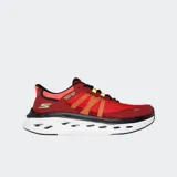 Championes Skechers Hands Free Slip-ins Max Cushioning Glide-Step Aberdeen, color rojo con detalles en amarillo y negro.