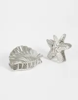 Set de dos broches dorados para el pelo, con forma de estrella de mar y concha marina.