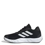 Championes Adidas Amplimove Trainer W, color negro con detalles blancos, ideales para entrenamiento. Presentan las tres tiras características de la marca en color blanco en el lateral.