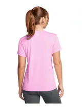 Remera deportiva Under Armour Tech™ SSV Twist color verde con logo blanco en el pecho, corte suelto y cuello en V.