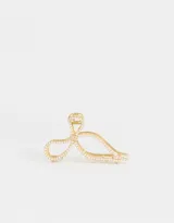 Broche dorado para el pelo con forma de moño, decorado con perlas.