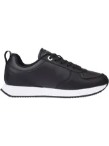 Zapatillas deportivas Tommy Hilfiger negras de cuero sintético, con cordones y suela blanca.