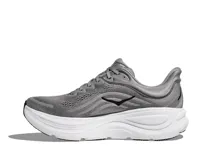 Championes de running Hoka Bondi 9 color gris con detalles en negro y blanco.
