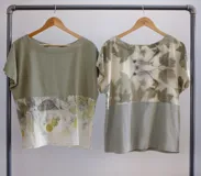 Blusa manga dolman, color salmón, con espalda entera y botones de madera.
