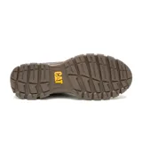 Zapatos Caterpillar Threshold sin cordones, color gris oscuro, con capellada de cuero y suela marrón con relieve.