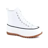 Championes deportivos de caña alta American Sport Iris D22, color negro con plataforma blanca y cordones blancos.