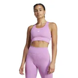 Top deportivo de soporte medio color violeta, con tecnología AEROREADY, corte ajustado y espalda cruzada.