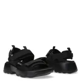 Sandalias negras con plataforma y ajuste con velcro.
