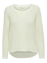 Sweater de punto color crudo, de mangas largas y corte holgado.