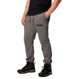 Pantalón de jogging gris con puños ajustados, cintura con cordón y logo de Columbia estampado en el muslo.