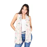 Pashmina de viscosa liviana con estampado floral multicolor.