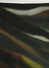 Falda larga de tiro bajo con estampado abstracto en tonos verdes y negros.