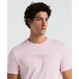 Remera rosa de manga corta con cuello redondo y logo de Original Penguin bordado en el pecho.
